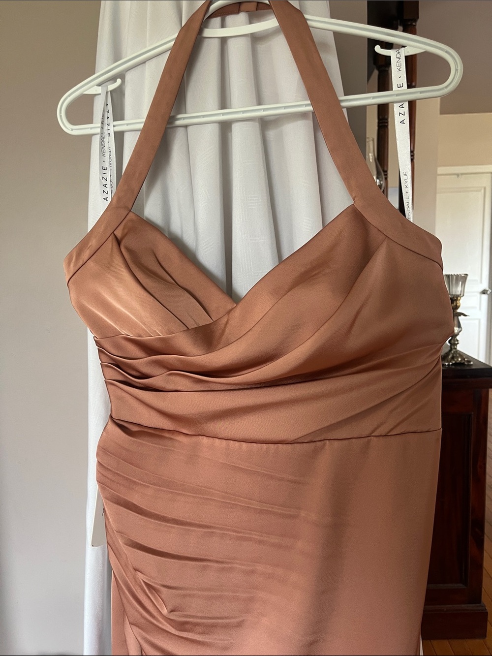 Satin Halter Backless Dress in Amethyst